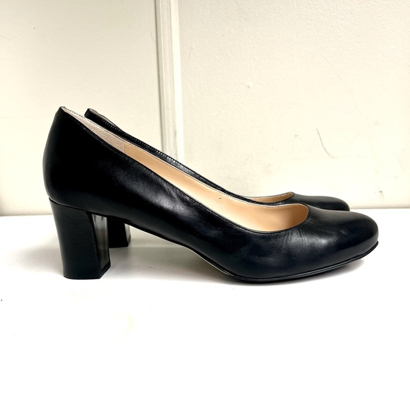 Cole Haan Women's Justine black leather block heels pumps 11B preppy office - Picture 1 of 11